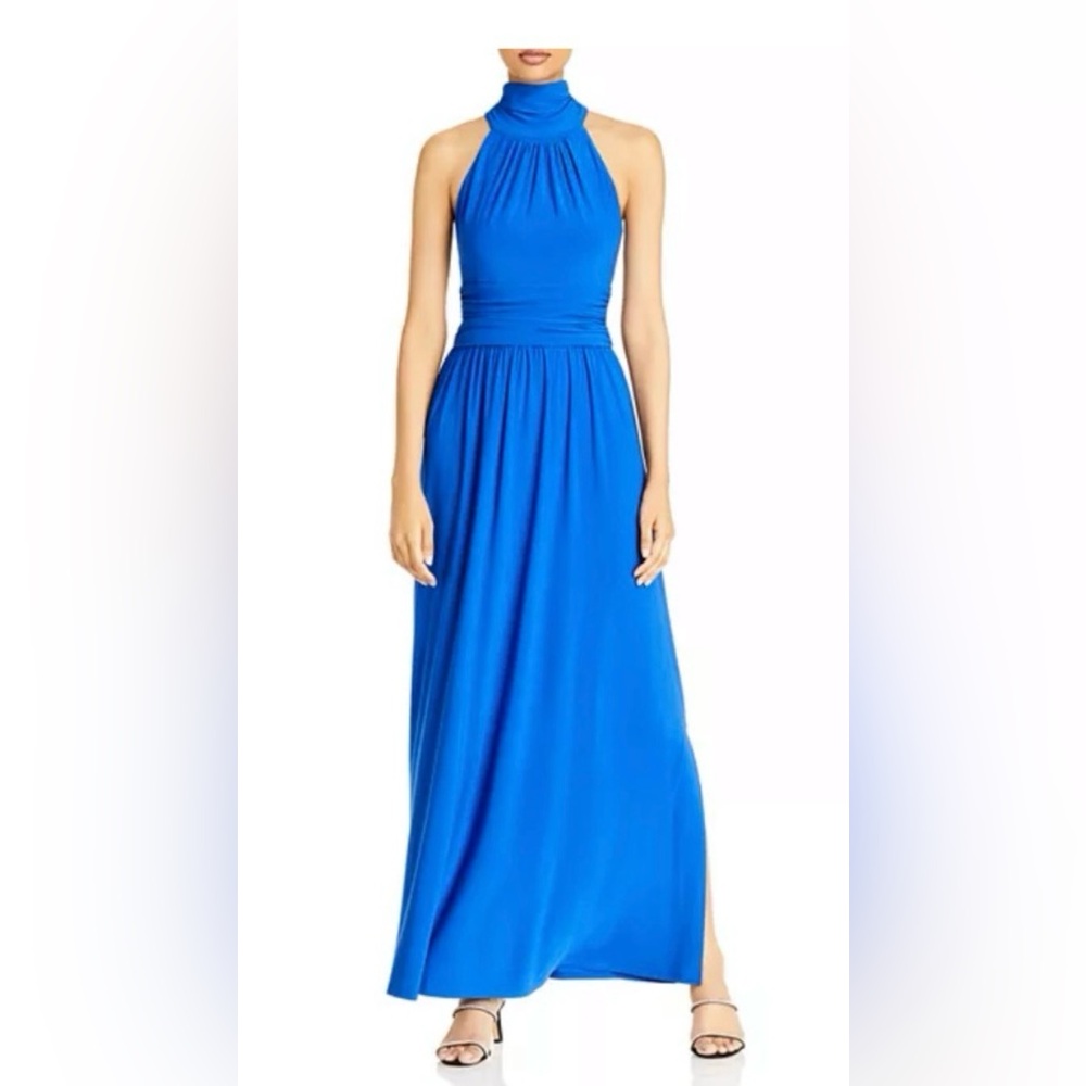 Eliza J High Neck Sleeveless Maxi Dress in Cobalt Blue